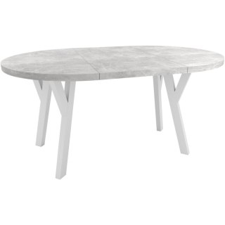 Okrągły stół ENZO 100cm rozkładany do 150cm beton jasny i białe nogi