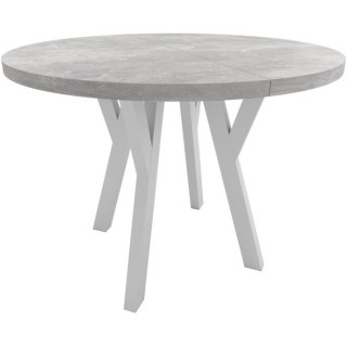 Okrągły stół ENZO 90cm rozkładany do 170cm beton jasny i białe nogi