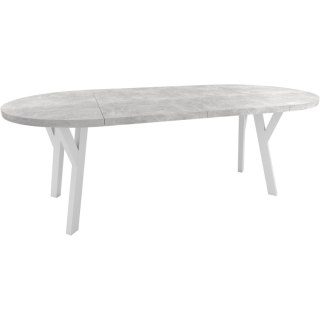 Okrągły stół ENZO 90cm rozkładany do 170cm beton jasny i białe nogi