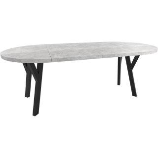Okrągły stół ENZO 90cm rozkładany do 170cm beton jasny i czarne nogi