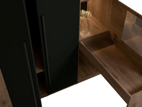 Regał z oświetleniem i toaletka z lustrem MARGHERA 250 orzech elegant