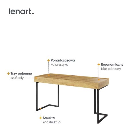 Biurko 150 3s wolnostojące hikora naturalna/raw steel TEEN FLEX TF04 +TF15