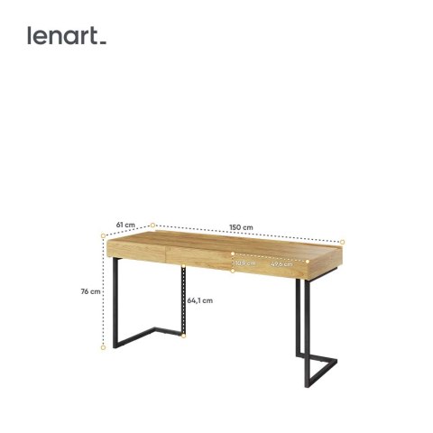 Biurko 150 3s wolnostojące hikora naturalna/raw steel TEEN FLEX TF04 +TF15