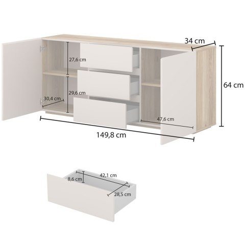 Komoda DRISS 26 dąb mauvella / kaszmir