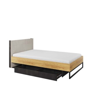 Łóżko 120x200 ze stelażem hikora naturalna/silk flou/raw steel TEEN FLEX TF17