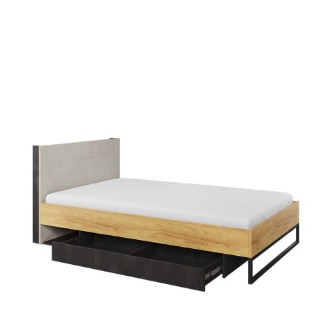 Łóżko 120x200 ze stelażem hikora naturalna/silk flou/raw steel TEEN FLEX TF17