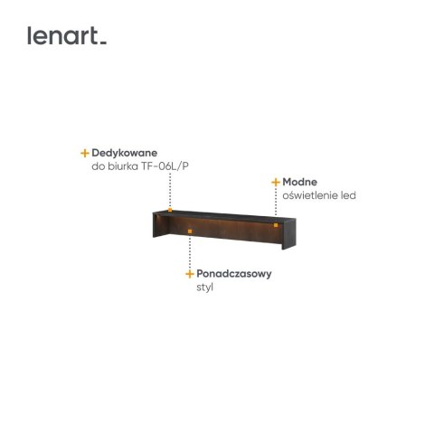 Nadstawka biurka 110 z oświetleniem pomarańczowym raw steel TEEN FLEX TF07