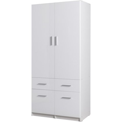 Szafa z szufladami 91cm PARMA 03 biały alpejski / biały połysk