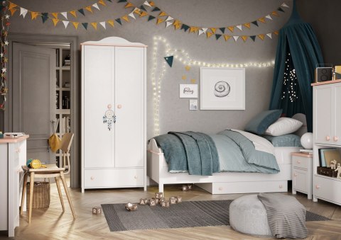 Biurko 1D1S biały/różowy LUNA LN03