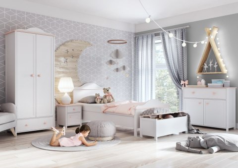 Biurko 1D1S biały/różowy LUNA LN03