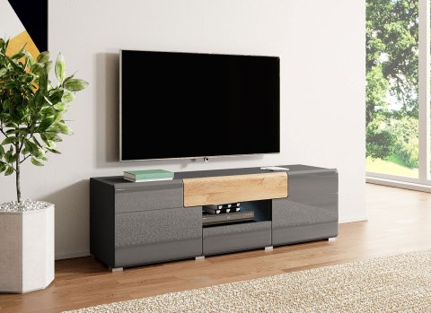 Komoda RTV DELTO TL41 dąb grandson / antracyt połysk