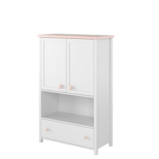 Komoda 2D1S biały/różowy LUNA LN11