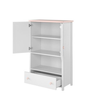 Komoda 2D1S biały/różowy LUNA LN11
