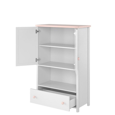Komoda 2D1S biały/różowy LUNA LN11