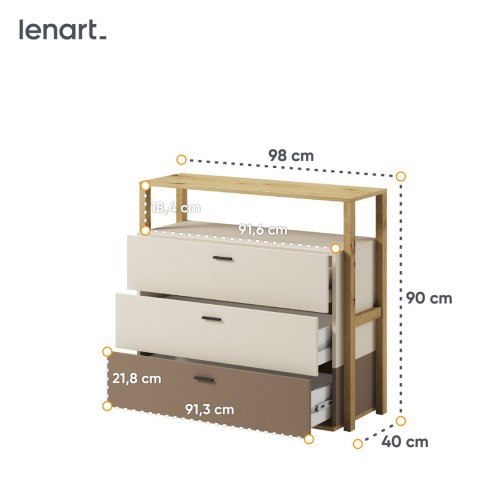Komoda 3S dąb artisan/beż/truflowy LENNY LY06