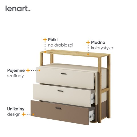 Komoda 3S dąb artisan/beż/truflowy LENNY LY06