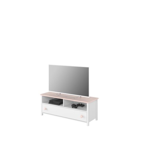 Komoda RTV 1S biały/różowy LUNA LN13