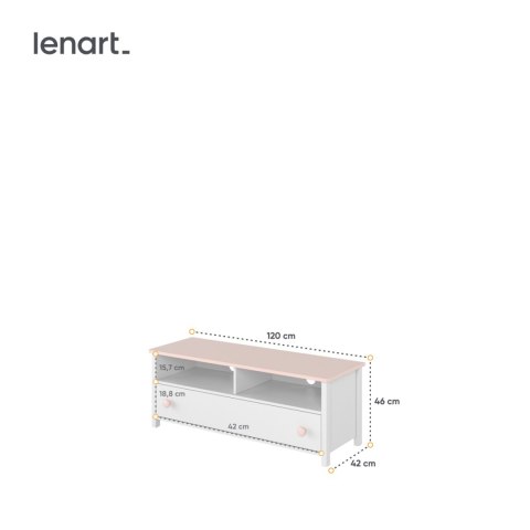 Komoda RTV 1S biały/różowy LUNA LN13