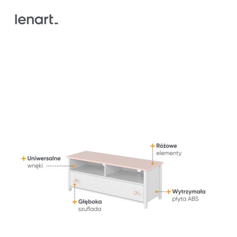 Komoda RTV 1S biały/różowy LUNA LN13