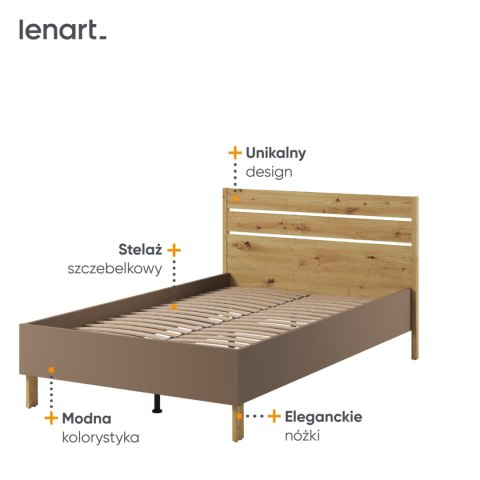 Łóżko 120 ze stelażem dąb artisan/beż/truflowy LENNY LY08