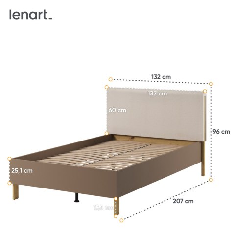 Łóżko 120 ze stelażem dąb artisan/beż/truflowy LENNY LY08