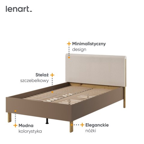 Łóżko 120 ze stelażem dąb artisan/beż/truflowy LENNY LY08