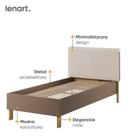 Łóżko 90 ze stelażem dąb artisan/beż/truflowy LENNY LY10
