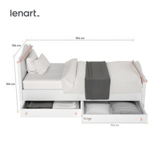 Łóżko z materacem 90x200 biały/różowy LUNA LN08