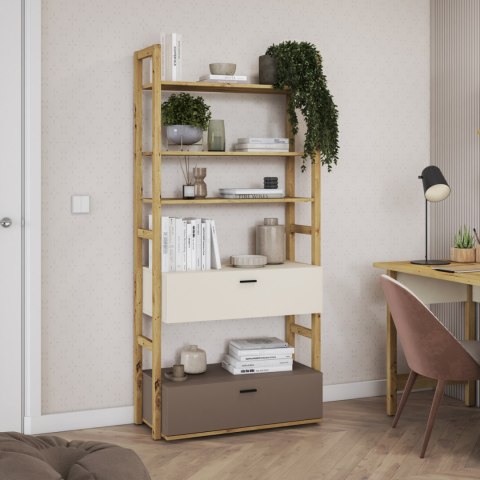 Regał 85 2S dąb artisan/beż/truflowy LENNY LY02