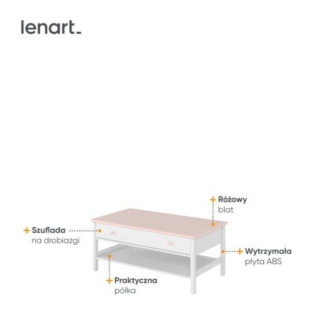 Stolik 1S biały/różowy LUNA LN15