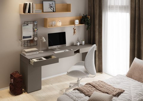 Biurko prawe 3S szampański/clay gray WOOW WO11P