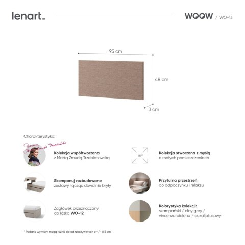 Panel tapicerowany brązowy GEMMA 13 WOOW WO13