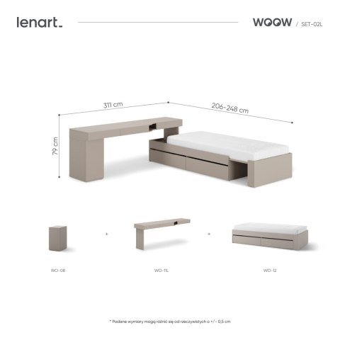 Meble młodzieżowe WOOW SET 02L szampański / clay grey
