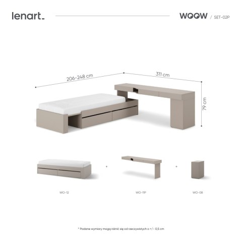 Meble młodzieżowe WOOW SET 02P szampański / clay grey