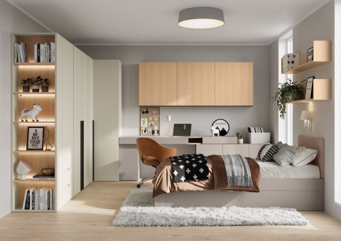 Meble młodzieżowe WOOW SET 02P szampański / clay grey
