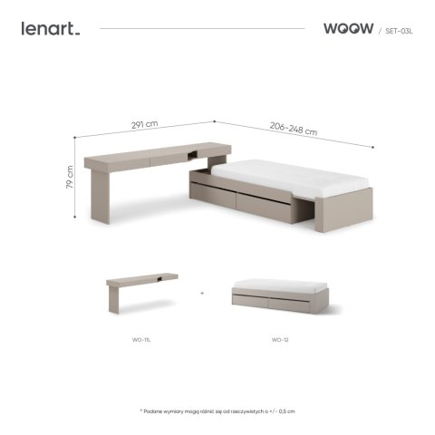 Meble młodzieżowe WOOW SET 03L szampański / clay grey