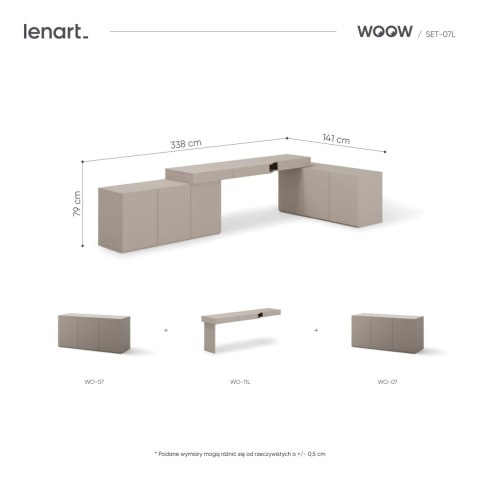 Meble młodzieżowe WOOW SET 07L szampański / clay grey