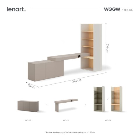 Meble młodzieżowe WOOW SET 08L szampański / dąb vincenza / clay grey