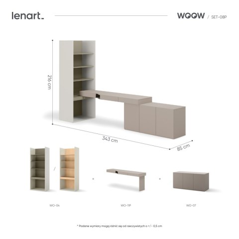 Meble młodzieżowe WOOW SET 08P szampański / clay grey / eukaliptus