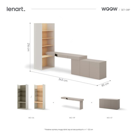 Meble młodzieżowe WOOW SET 08P szampański / dąb vincenza / clay grey