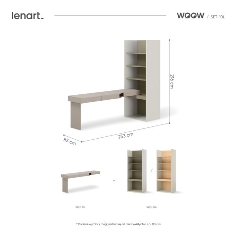Meble młodzieżowe WOOW SET 10L szampański / clay grey / eukaliptus