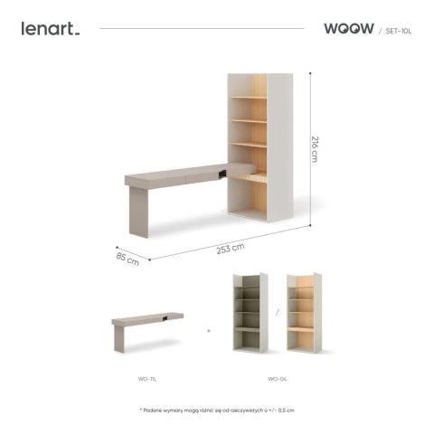 Meble młodzieżowe WOOW SET 10L szampański / dąb vincenza / clay grey
