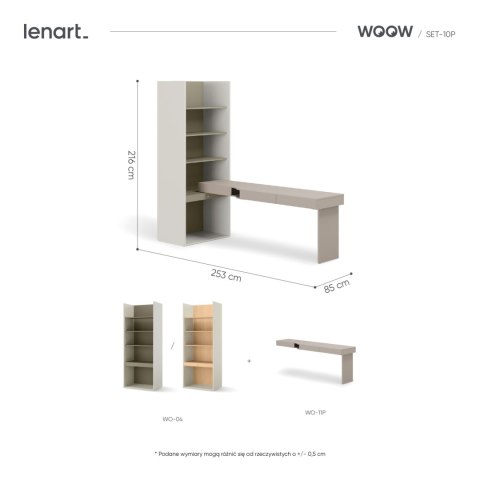 Meble młodzieżowe WOOW SET 10P szampański / clay grey / eukaliptus