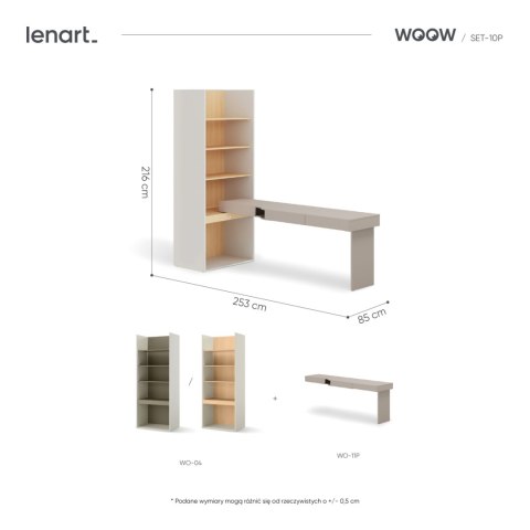 Meble młodzieżowe WOOW SET 10P szampański / dąb vincenza / clay grey