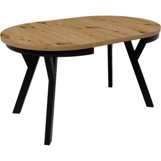 Stół okrągły HAX 90cm rozkładany do 190cm dąb artisan i czarne nogi