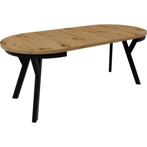 Stół okrągły HAX 90cm rozkładany do 190cm dąb artisan i czarne nogi