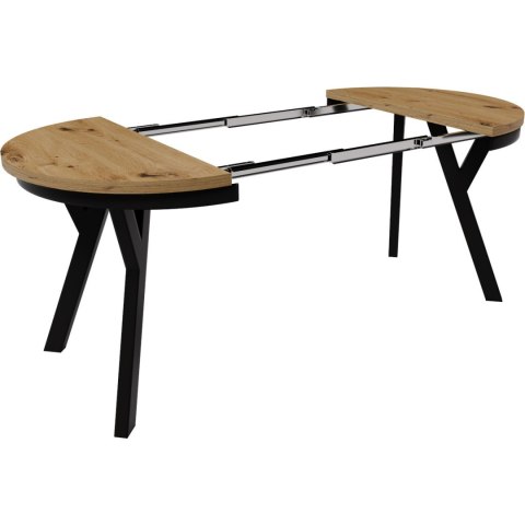 Stół okrągły HAX 90cm rozkładany do 190cm dąb artisan i czarne nogi