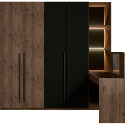 Zestaw mebli MARGHERA 1 z oświetleniem orzech elegant / czarny onyx