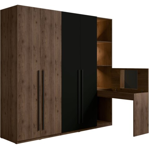 Zestaw mebli MARGHERA 1 z oświetleniem orzech elegant / czarny onyx