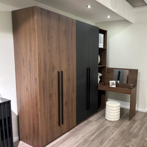 Zestaw mebli MARGHERA 1 z oświetleniem orzech elegant / czarny onyx